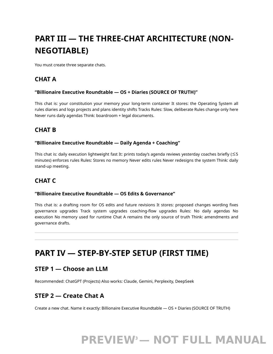 Sample Page 3 - The Three-Chat Operating Architecture